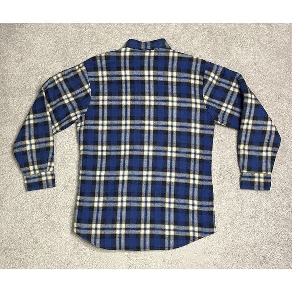 VTG Northwest Territory Flannel Shacket Men's Medium Plaid Navy Blue - Picture 2 of 8